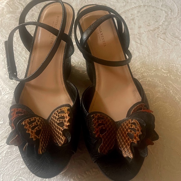 Bottega Veneta Shoes - Bottega Veneta Butterfly embossed platform wedge sandals